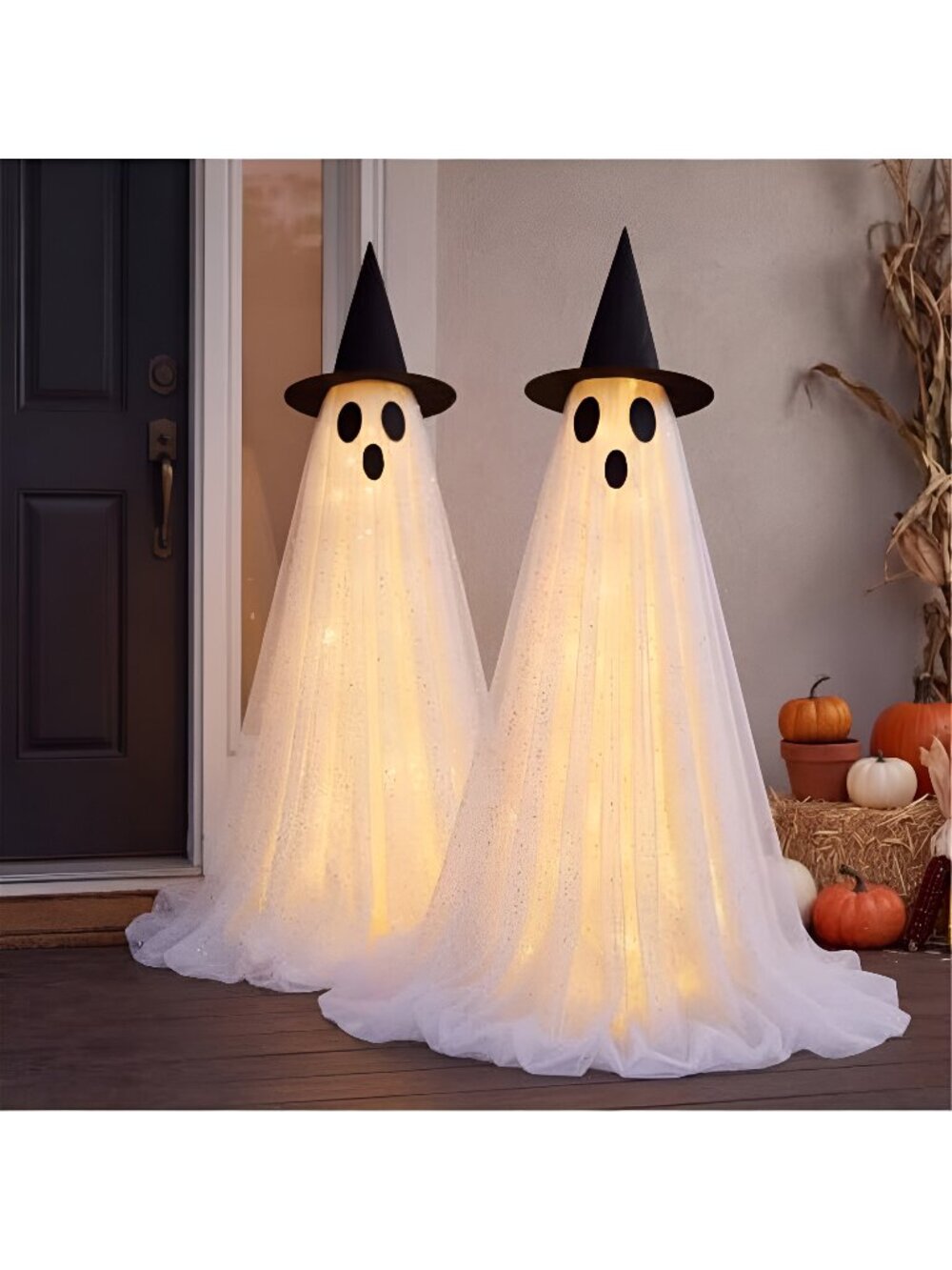 Outdoor Halloween Standing Ghost Decorations, Spooky Warm Light Up Ghosts